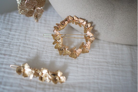 Barrette Joséphine Ronde Fleurs Dorées