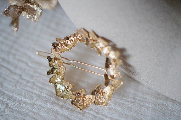 Barrette Joséphine Ronde Fleurs Dorées