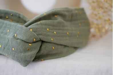 Bandeau Lina Vert Sauge et Doré 2