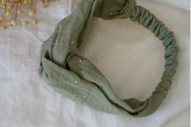 Bandeau Mila Vert Bleu et Doré 2