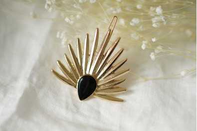 Barrette Persia Dorée et Pierre Noire