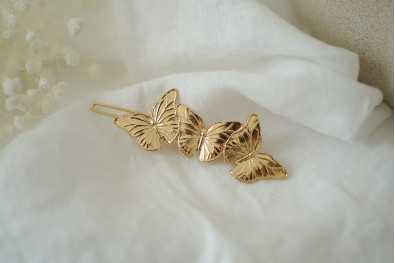 Barrette Joyce Trio Papillons Dorés