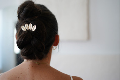 Barrette Moka Feuilles Dorées 2