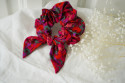 Chouchou Noeud Giulia Imprimé Fleuri Rose, Rouge et Violet
